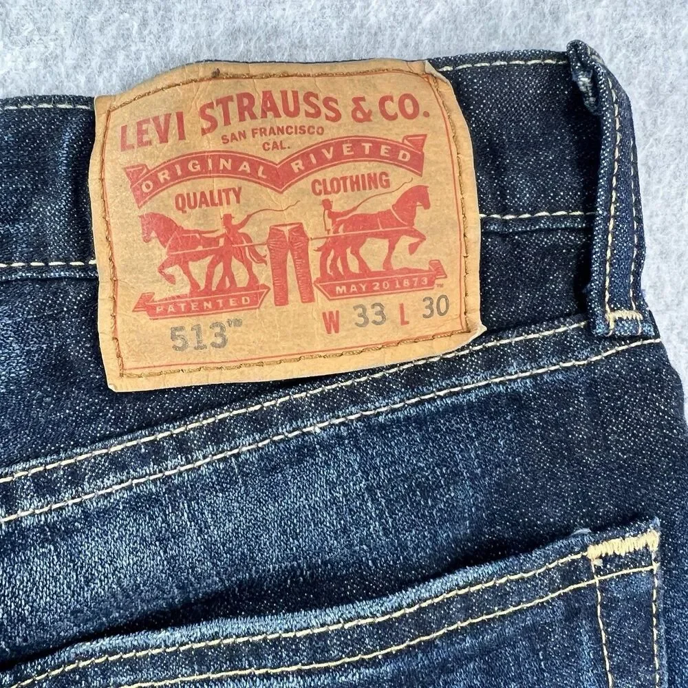 Levi’s 513 Blue Denim Cotton Blend Jeans  Tag Says 33x30 actual 33x29 Men